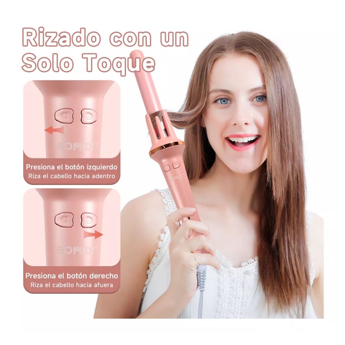BOMIDI ONDULADOR RIZADOR DE PELO HC02 ROSADO - 4