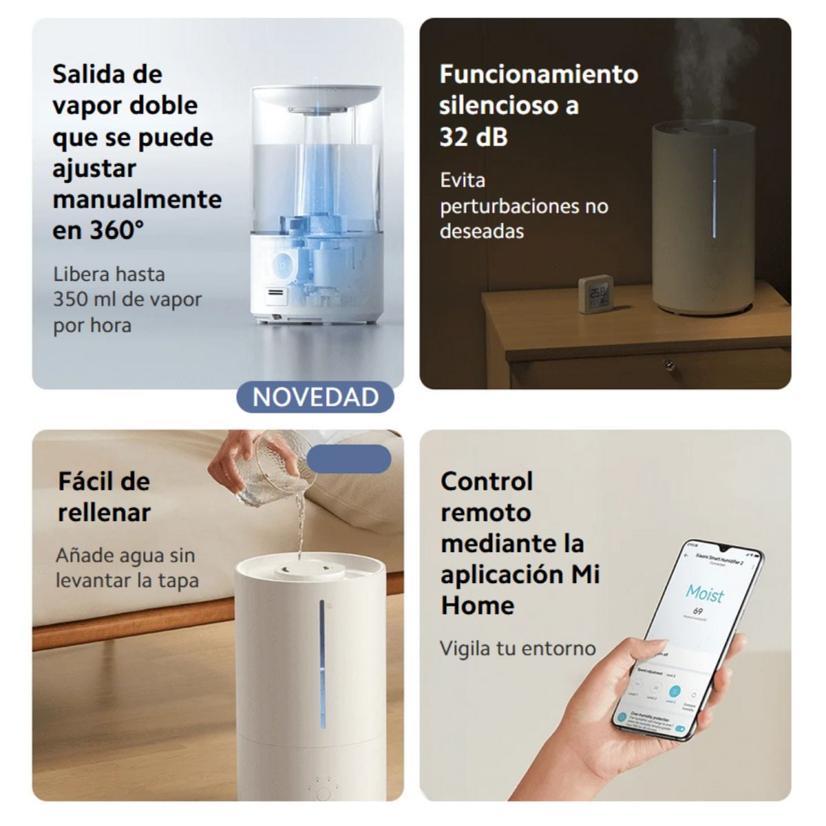 XIAOMI HUMIDIFICADOR DE AIRE SMART HUMIDIFIER 2 BLANCO - 3