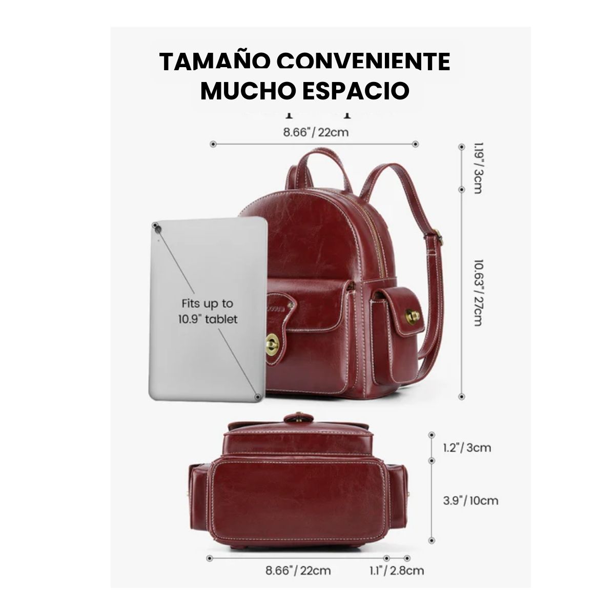 ECOSUSI MINI MOCHILA ALISON DE CUERO VEGANO - ROJO ANGOLA - 3