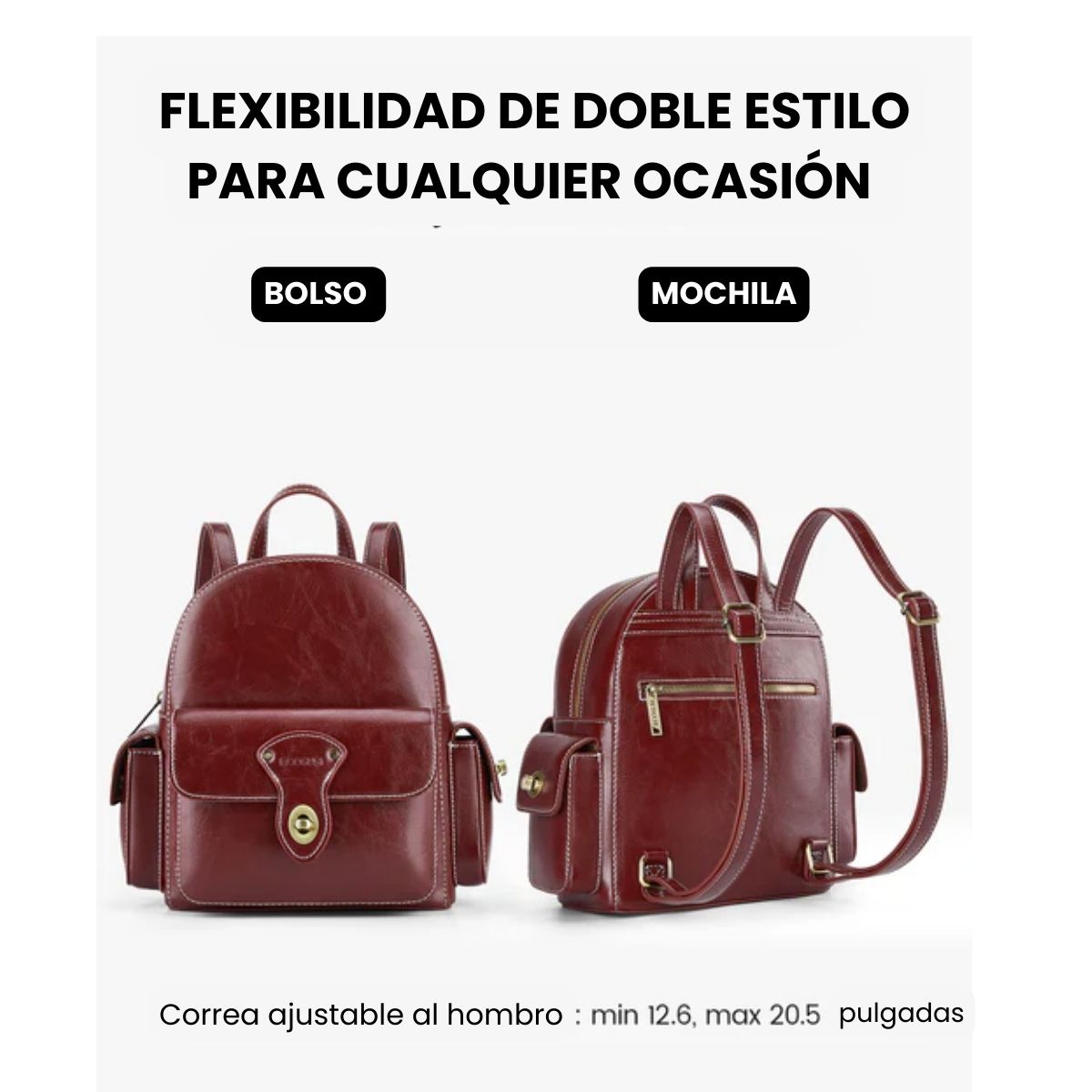 ECOSUSI MINI MOCHILA ALISON DE CUERO VEGANO - ROJO ANGOLA - 4