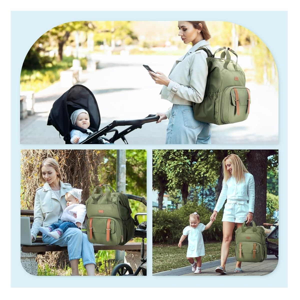 MOMMORE MOCHILA PARA EXTRACTOR DE LECHE PARA NOTEBOOK DE 15,6' - VERDE - 2