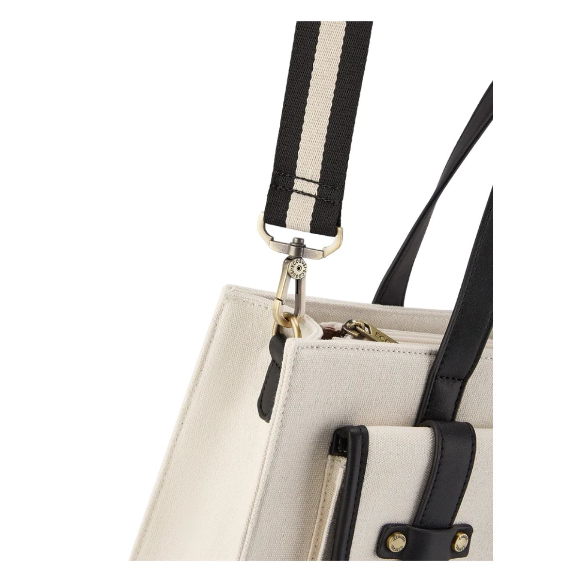 ECOSUSI BOLSO TOTE LIENZO DE OLIVIA PARA NOTEBOOK 13' - BLANCO Y NEGRO - 5