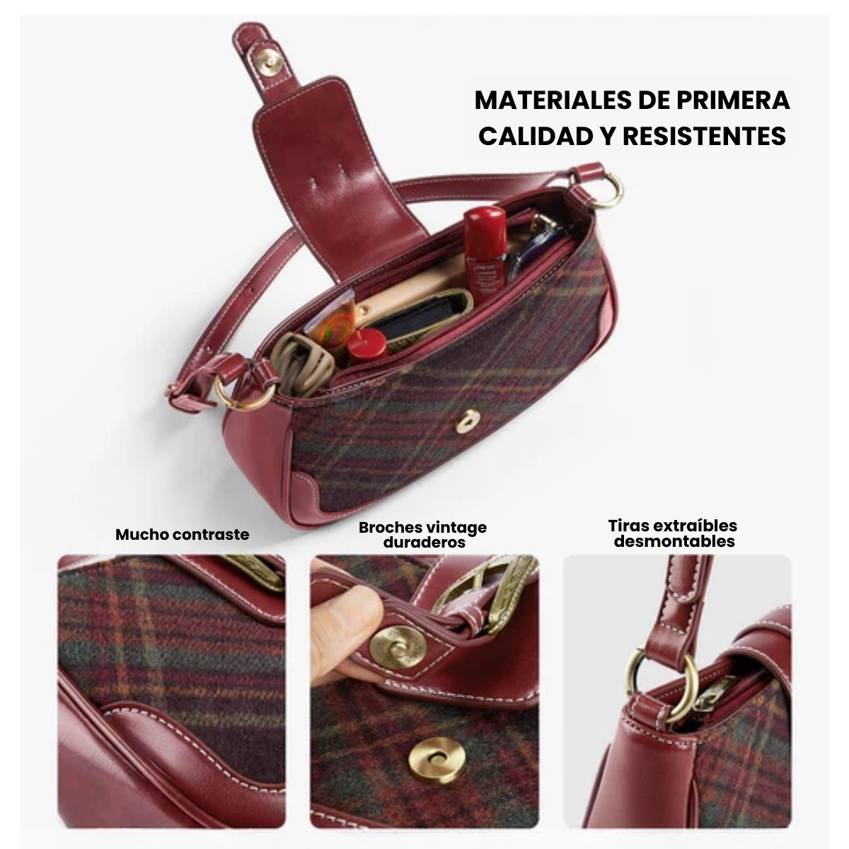 ECOSUSI CARTERA VINTAGE ALISON DE USO DIARIO - ROJO ANGOLA - 5