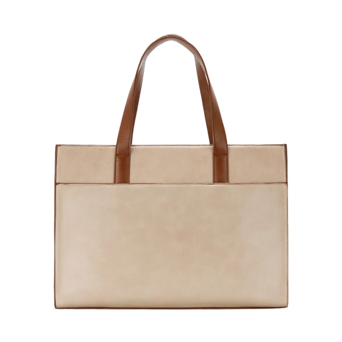 ECOSUSI BOLSO TOTE OLIVIA PARA NOTEBOOK 15.6' - BEIGE Y MARRÓN - 3