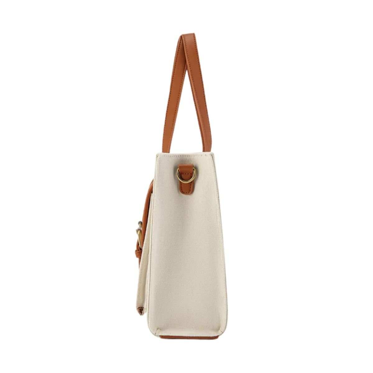 ECOSUSI BOLSO TOTE LIENZO DE OLIVIA PARA NOTEBOOK 13' -BLANCO Y MARRÓN - 4