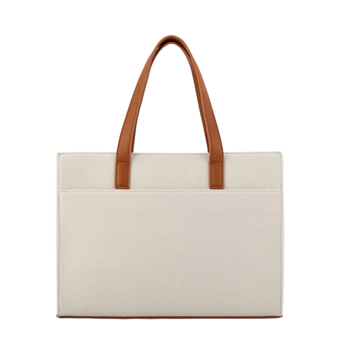 ECOSUSI BOLSO TOTE LIENZO DE OLIVIA PARA NOTEBOOK 13' -BLANCO Y MARRÓN - 5