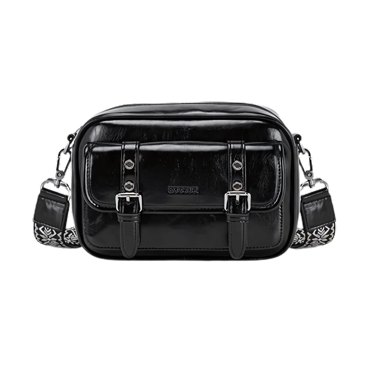 ECOUSI BOLSO MENSAJERO MIA CON CORREA ANCHA - NEGRO - 1