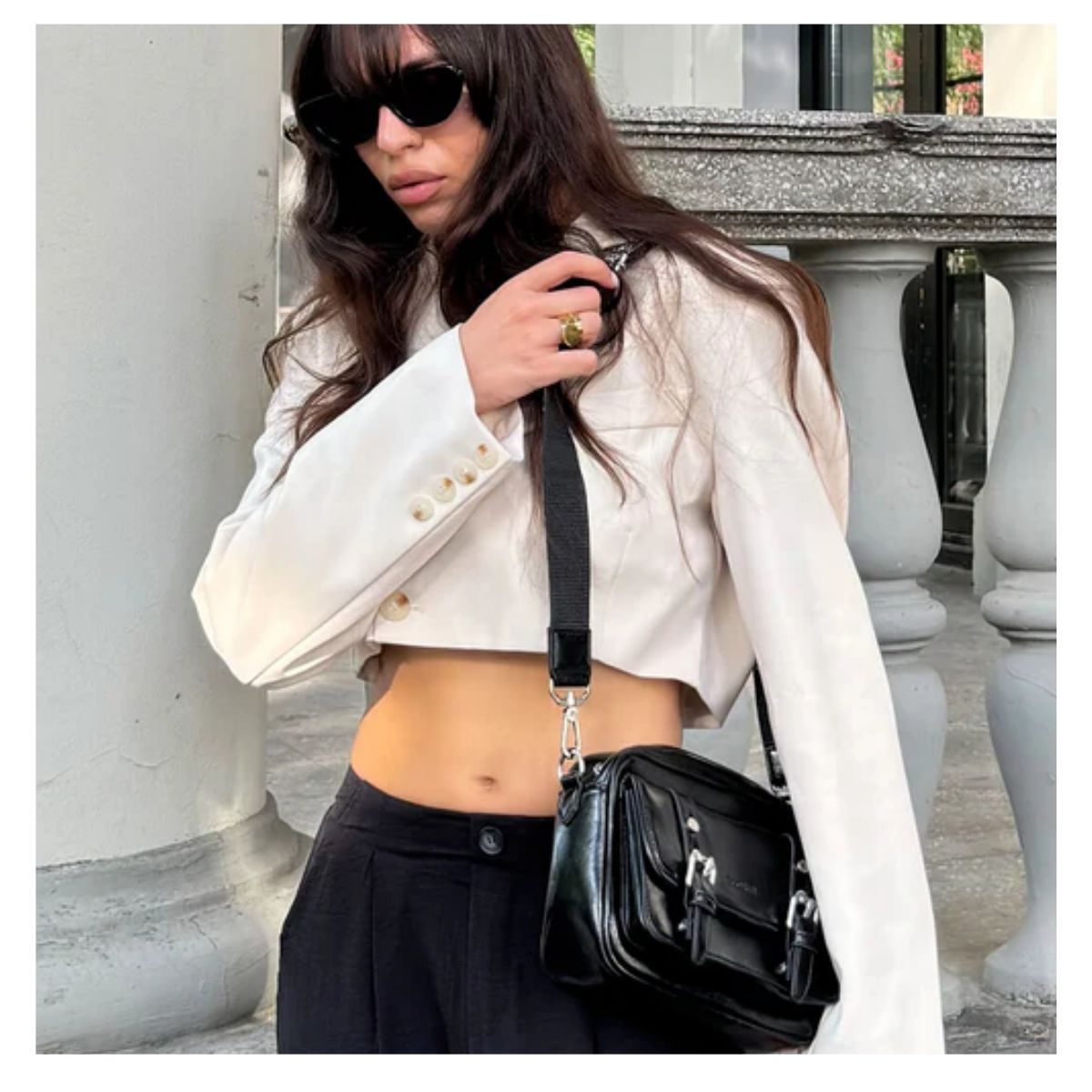 ECOUSI BOLSO MENSAJERO MIA CON CORREA ANCHA - NEGRO - 2