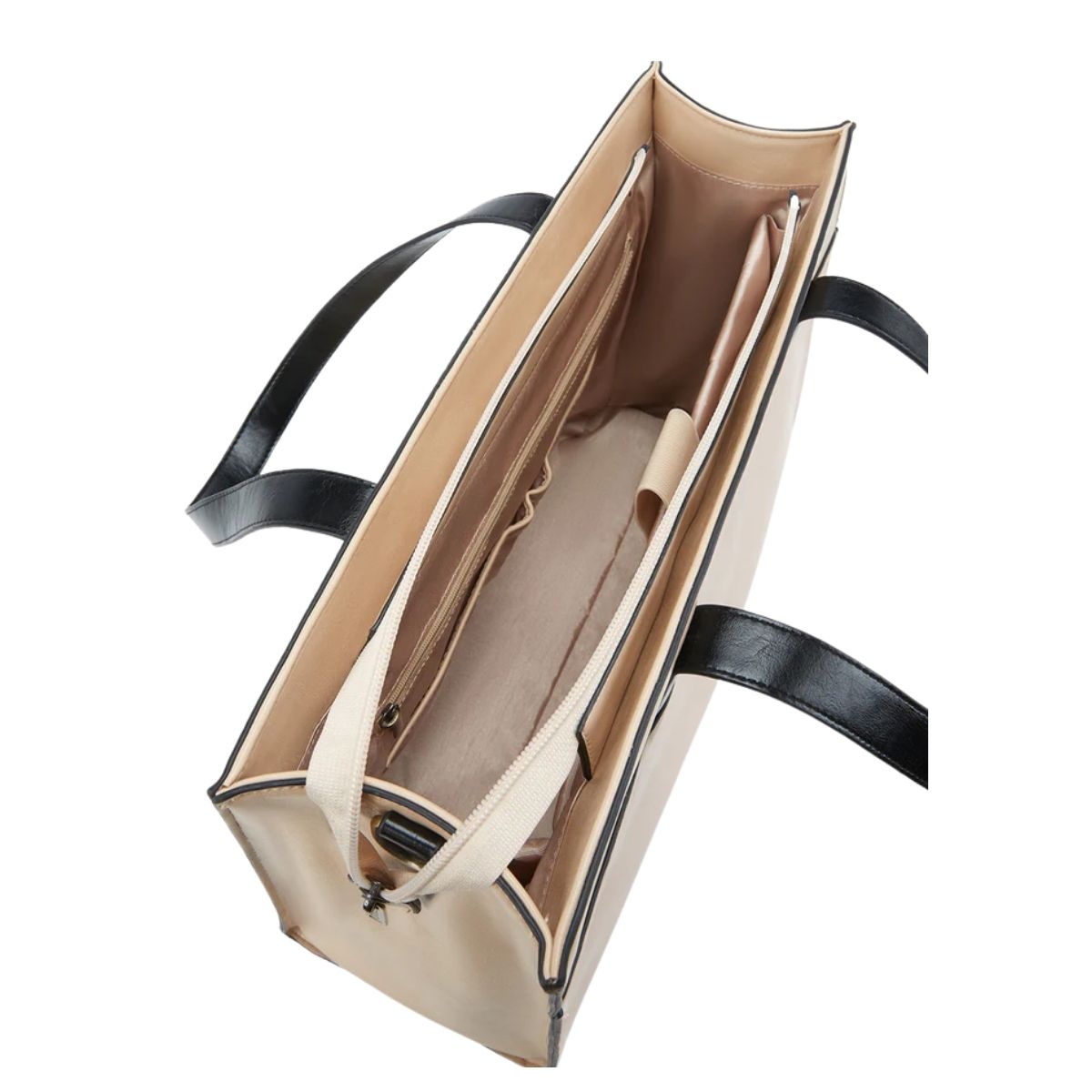 ECOSUSI BOLSO TOTE OLIVIA PARA NOTEBOOK 15.6' - BEIGE Y NEGRO - 3