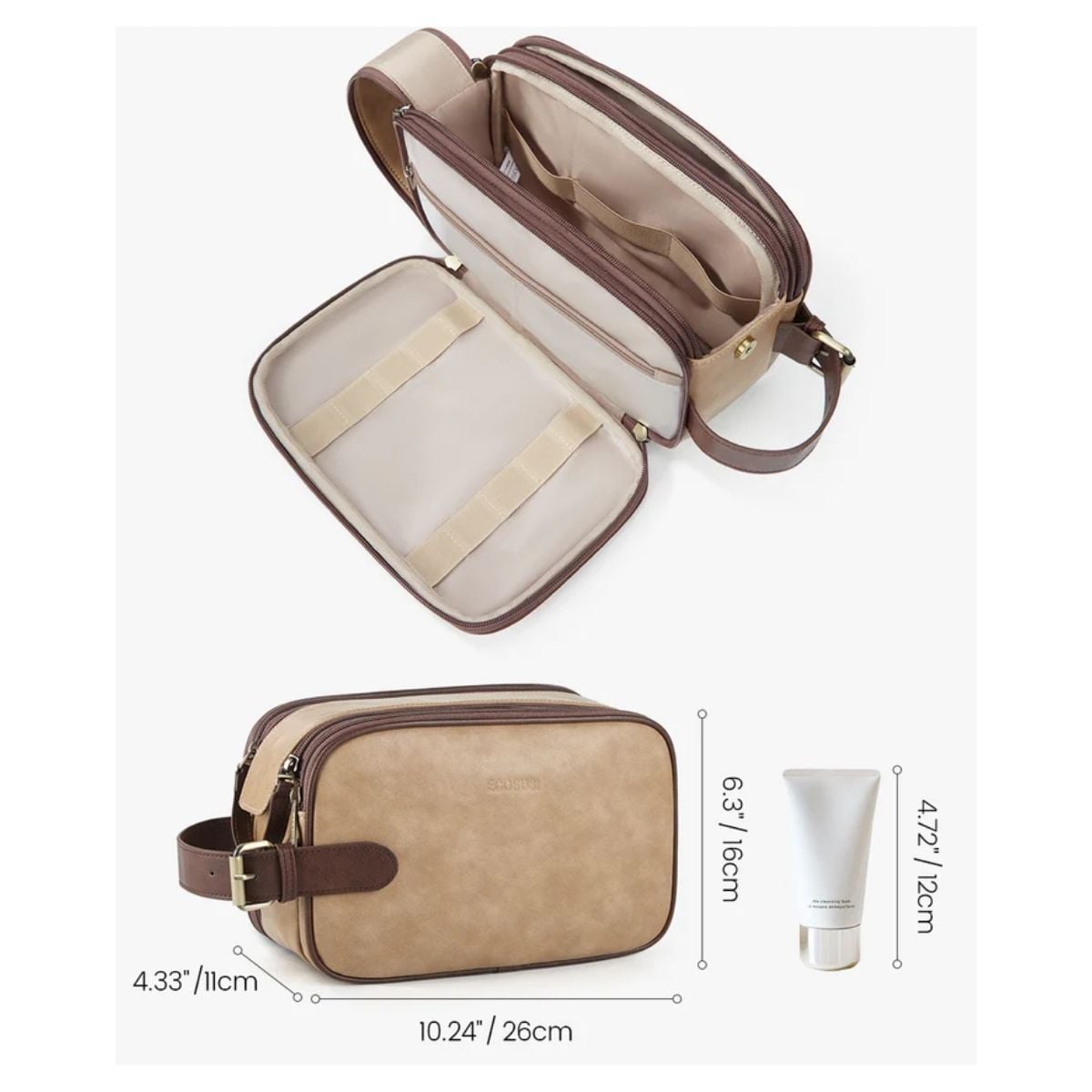 ECOSUSI NECESER GRANDE ELENA DE CUERO VEGANO - BEIGE BRONCEADO - 3