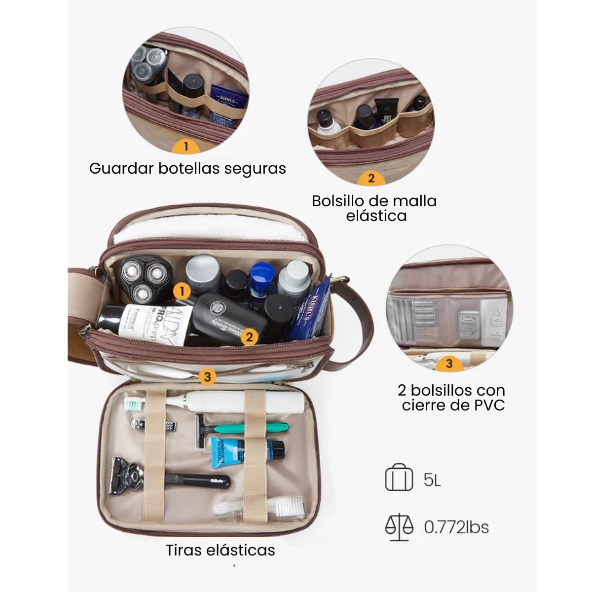 ECOSUSI NECESER GRANDE ELENA DE CUERO VEGANO - BEIGE BRONCEADO - 5