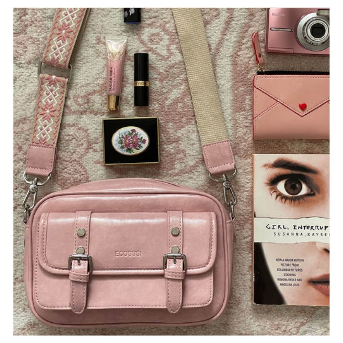 ECOUSI BOLSO MENSAJERO MIA CON CORREA ANCHA - ROSADO - 7