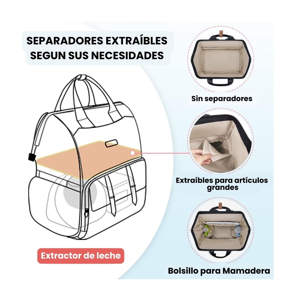 MOMMORE MOCHILA PARA EXTRACTOR DE LECHE PARA NOTEBOOK DE 15,6' - NEGRO - 3