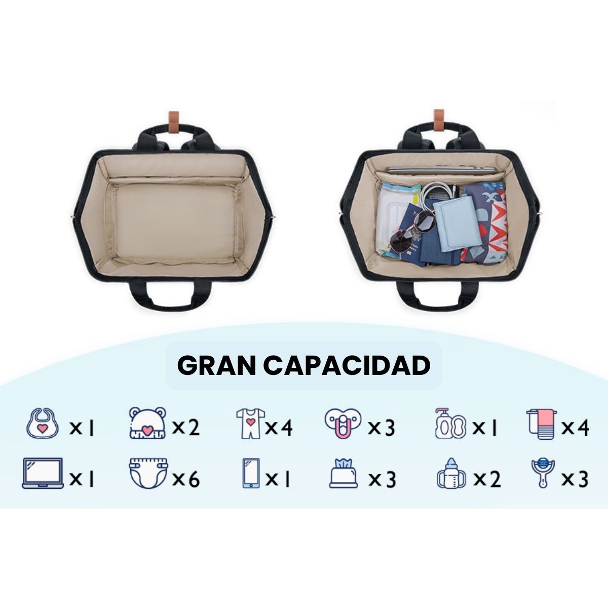 MOMMORE MOCHILA PARA EXTRACTOR DE LECHE PARA NOTEBOOK DE 15,6' - NEGRO - 7