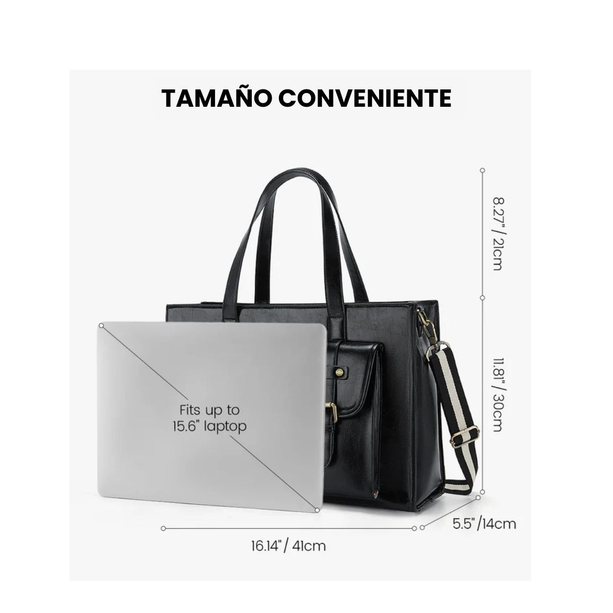 ECOSUSI BOLSO TOTE OLIVIA PARA NOTEBOOK 15.6' - NEGRO - 3