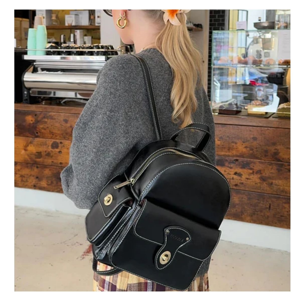 ECOSUSI MINI MOCHILA ALISON DE CUERO VEGANO - NEGRO - 2