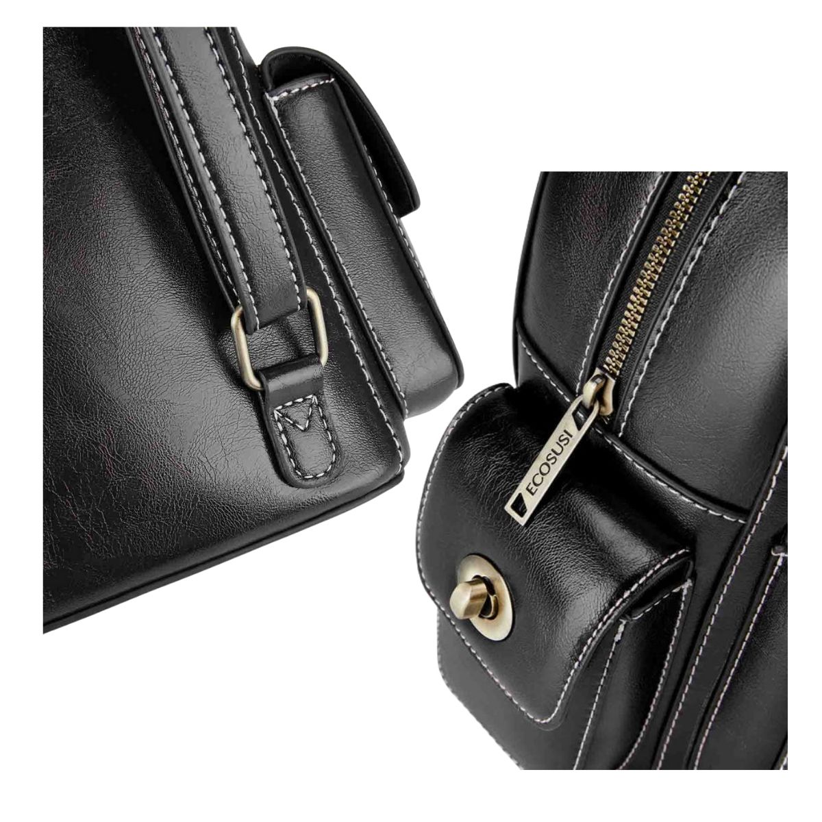 ECOSUSI MINI MOCHILA ALISON DE CUERO VEGANO - NEGRO - 6