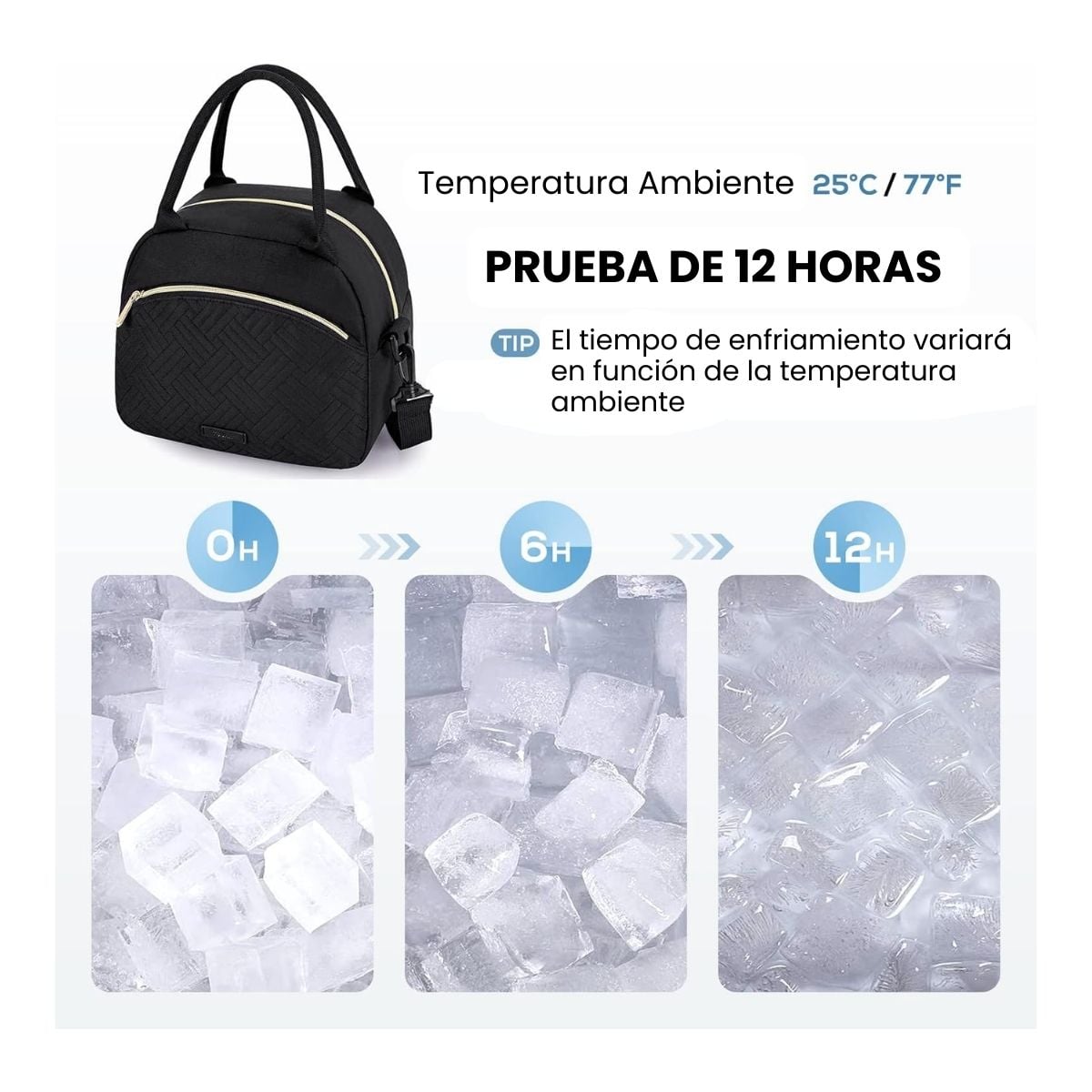 TOURIT LONCHERA TÉRMICA FEMENINA 9.4L - NEGRO TEJIDO - 3