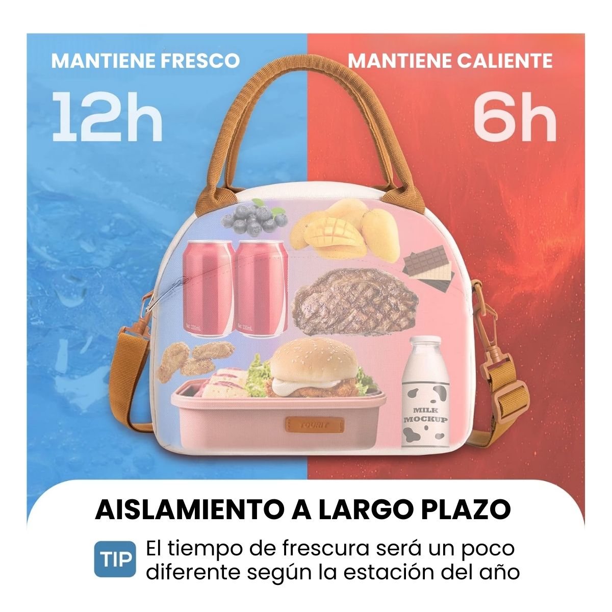 TOURIT LONCHERA TÉRMICA FEMENINA 9.4L - BLANCO - 4