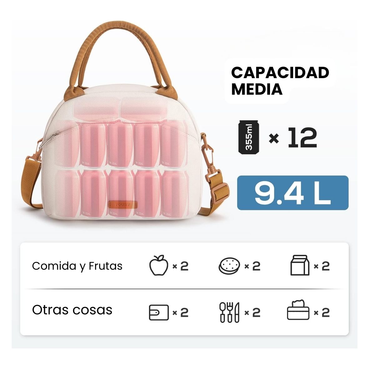 TOURIT LONCHERA TÉRMICA FEMENINA 9.4L - BLANCO - 6