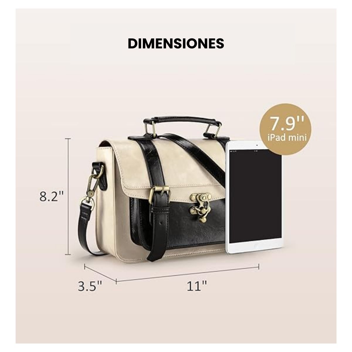 ECOSUSI MALETÍN PEQUEÑO COFFEE PARA IPAD MINI 7,9' - NEGRO Y BEIGE - 3