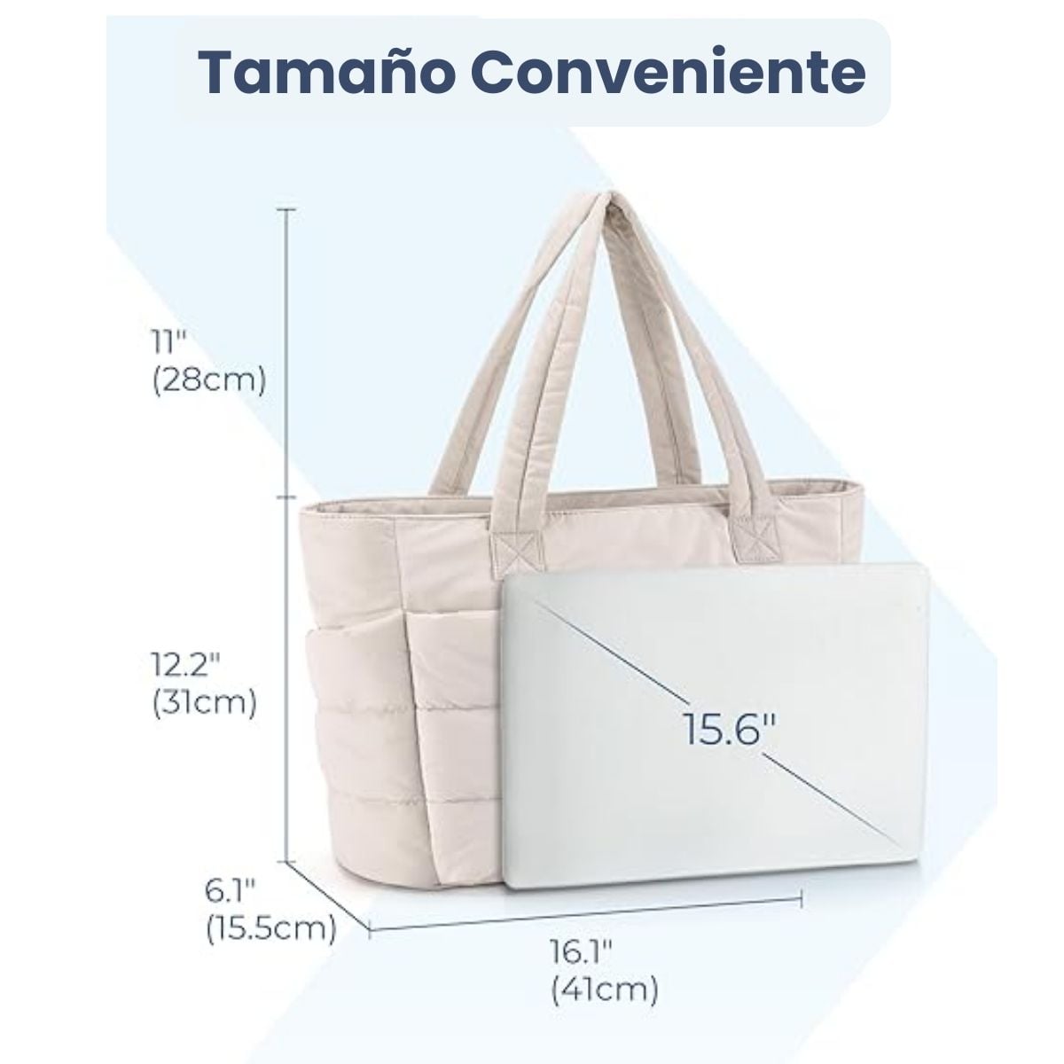 Bagsmart Bolso Tote Acolchado Bubble 20 L para Notebook 15,6″ Beige - 4