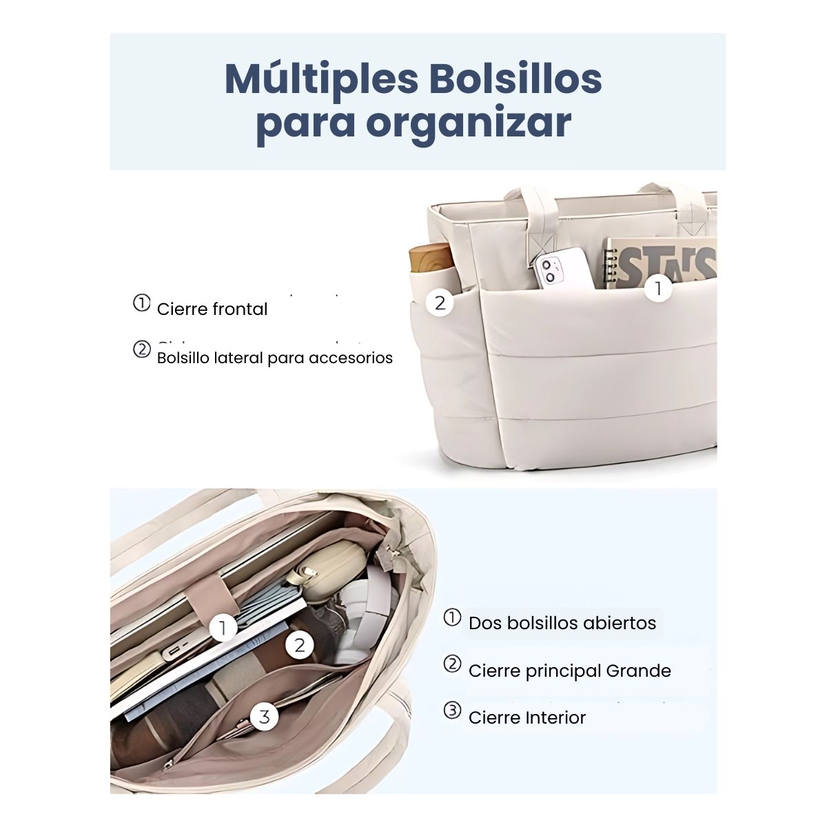 Bagsmart Bolso Tote Acolchado Bubble 20 L para Notebook 15,6″ Beige - 5