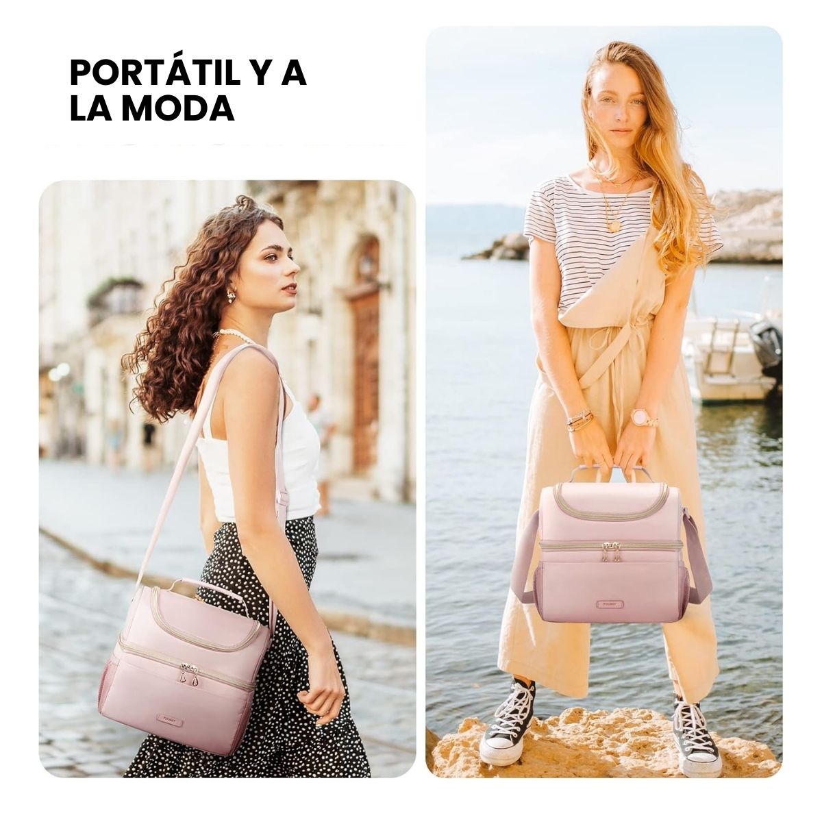 TOURIT LONCHERA TÉRMICA DE DOBLE COMPARTIMIENTO 9L- ROSADO - 2