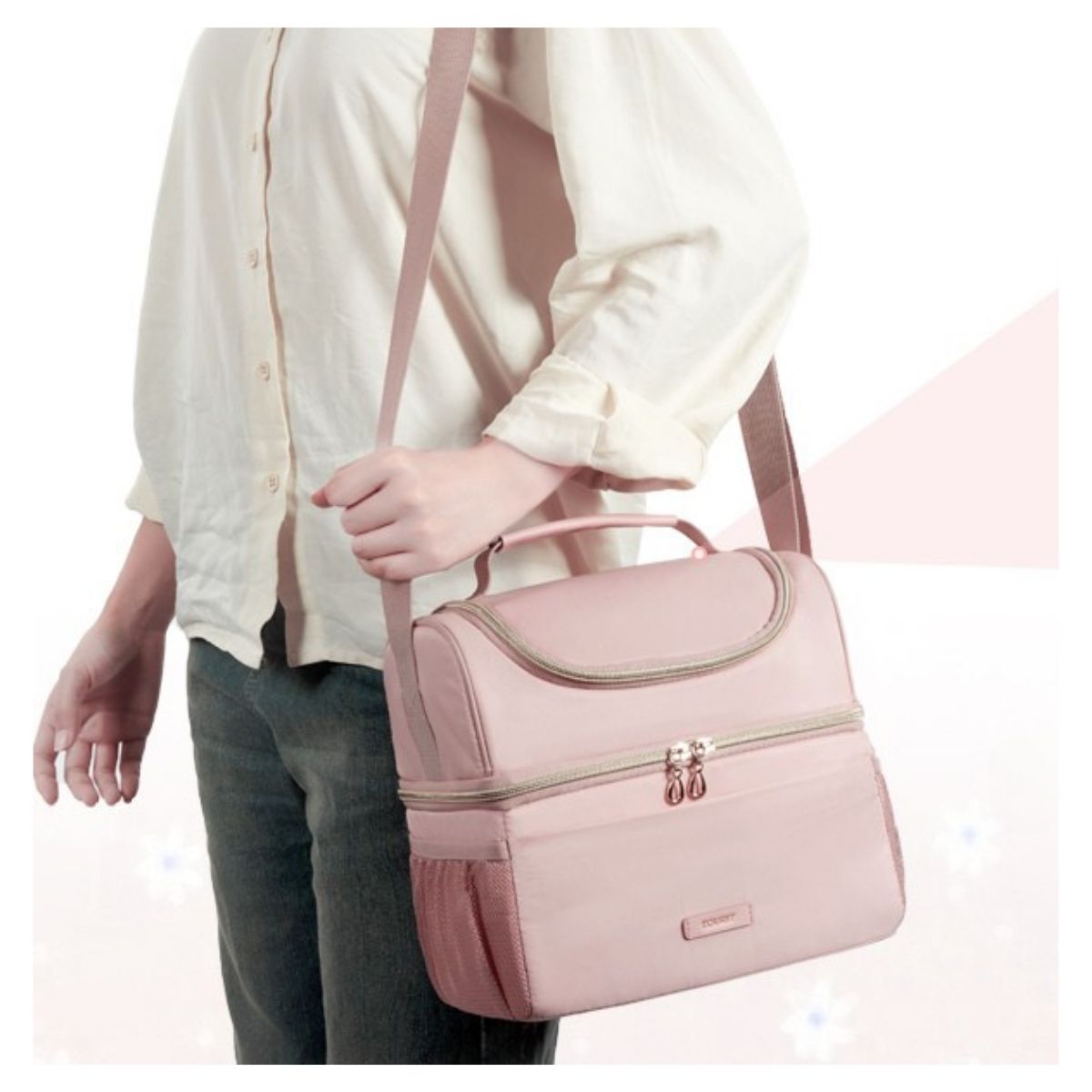 TOURIT LONCHERA TÉRMICA DE DOBLE COMPARTIMIENTO 9L- ROSADO - 7