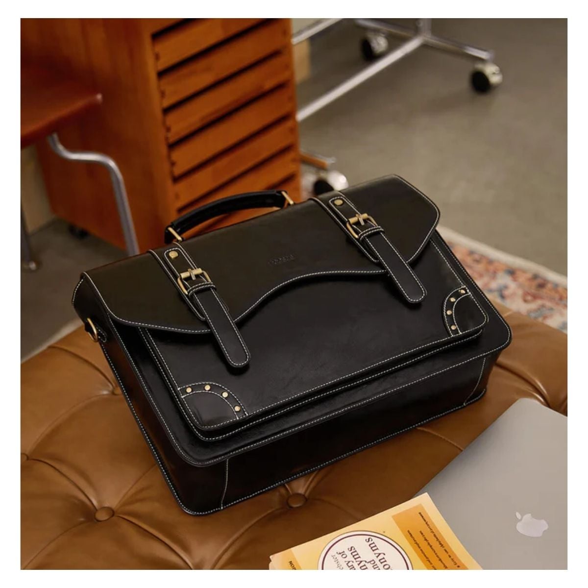 ECOSUSI MALETÍN Y MOCHILA WILDER CON REMACHES PARA NOTEBOOK 15,6' - NEGRO - 2