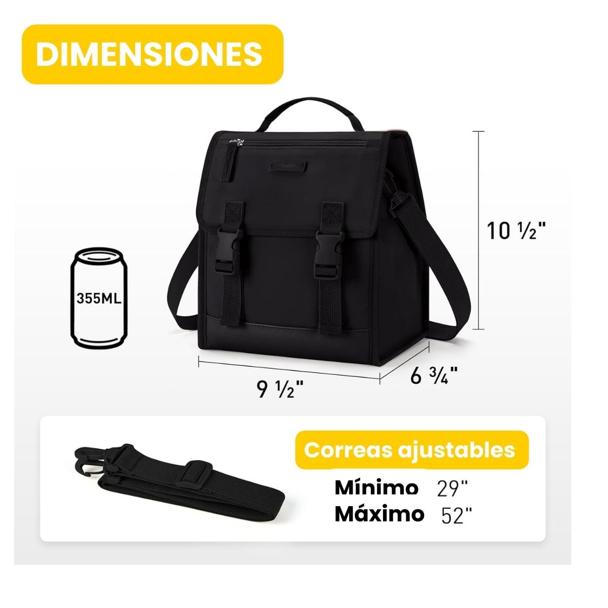 TOURIT LONCHERA TÉRMICA CON HEBILLA 11L - NEGRO - 3