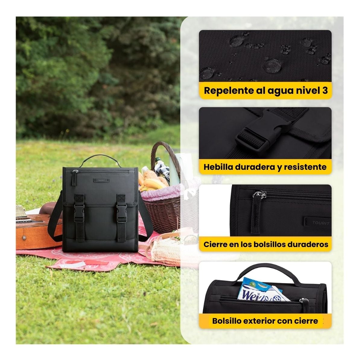 TOURIT LONCHERA TÉRMICA CON HEBILLA 11L - NEGRO - 4