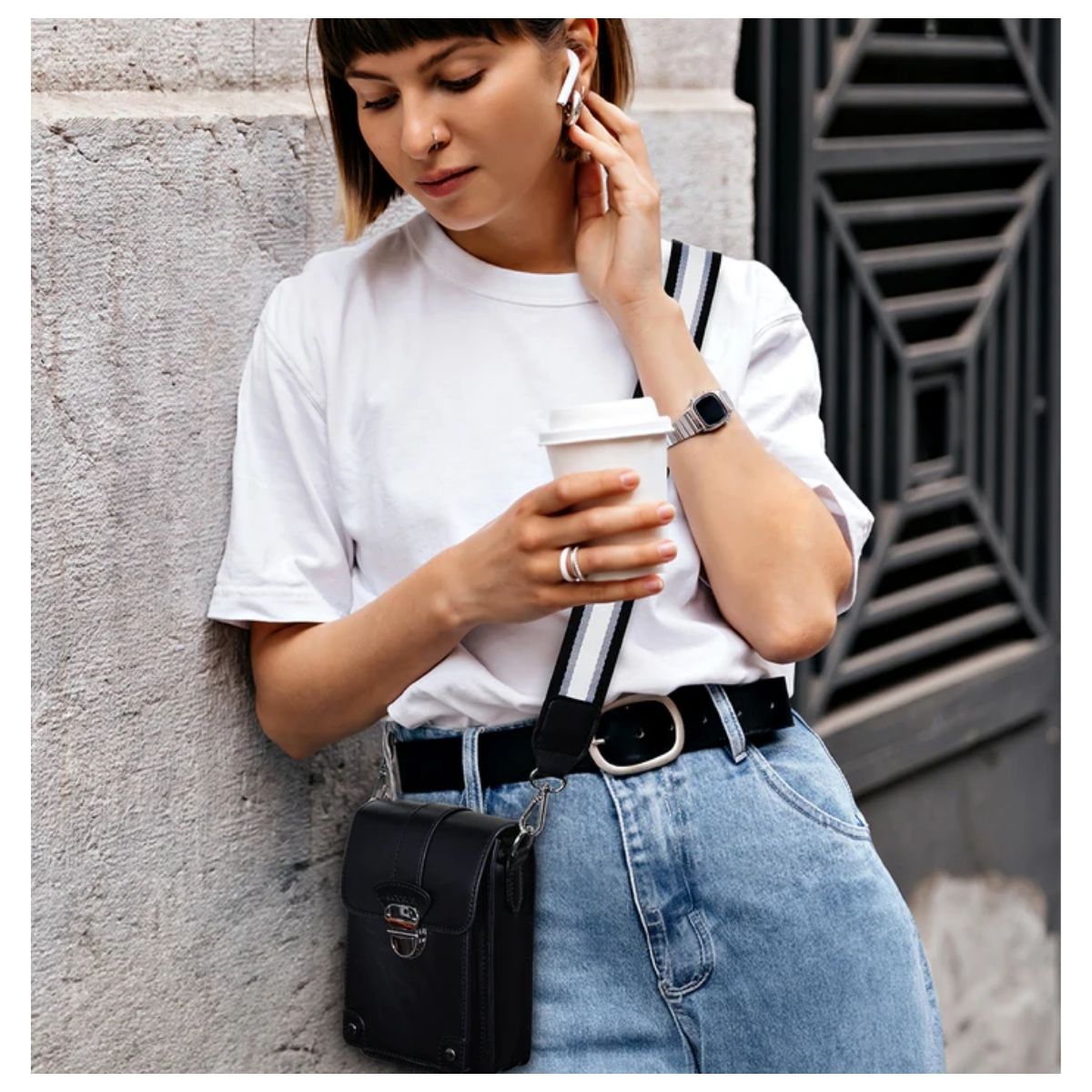 ECOSUSI BOLSO CRUZADO VINTAGE PARA TELÉFONO - NEGRO - 2