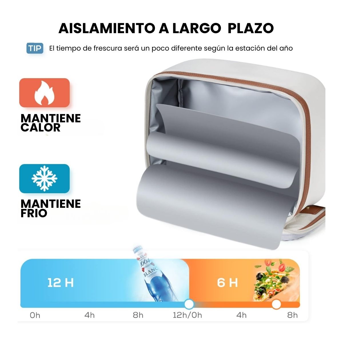 TOURIT LONCHERA TÉRMICA PORTÁTIL 5L - MARRÓN Y BEIGE - 6