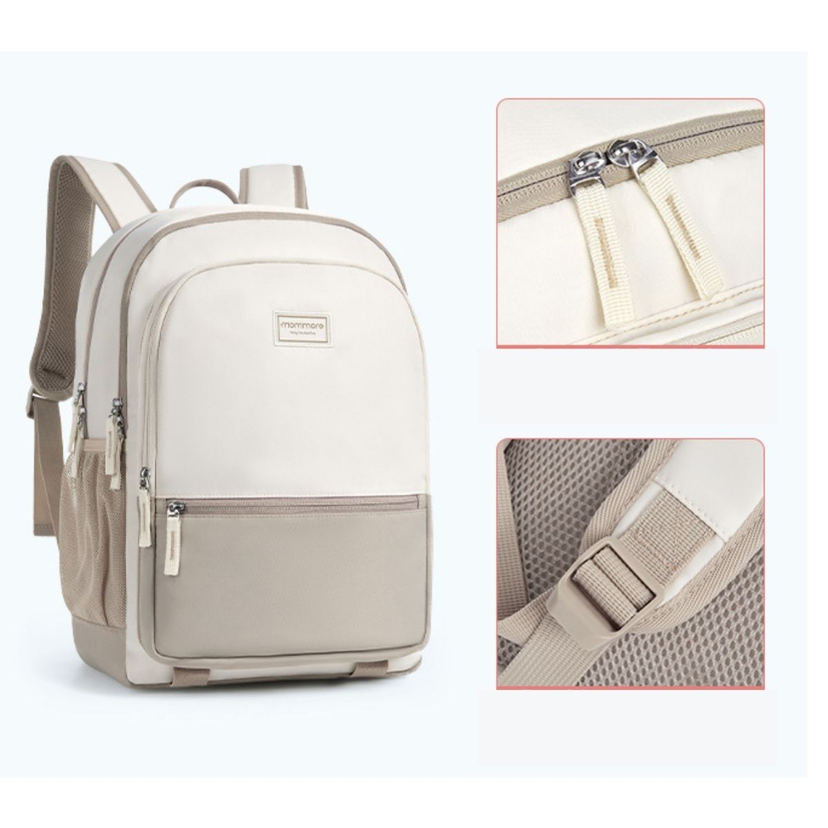 MOMMORE MOCHILA ESCOLAR GRANDE 3 COMPARTIMIENTOS 20L - CAQUI - 6
