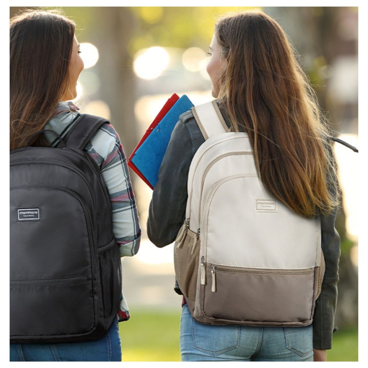 MOMMORE MOCHILA ESCOLAR GRANDE 3 COMPARTIMIENTOS 20L - CAQUI - 7