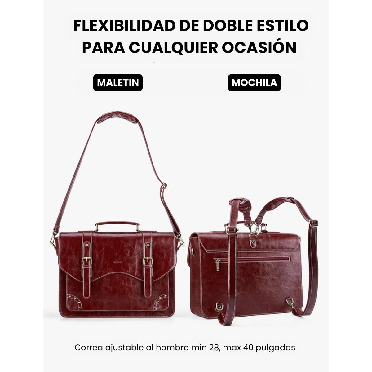 ECOSUSI MALETÍN Y MOCHILA WILDER CON REMACHES PARA NOTEBOOK 15,6' - ROJO ANGOLA - 4