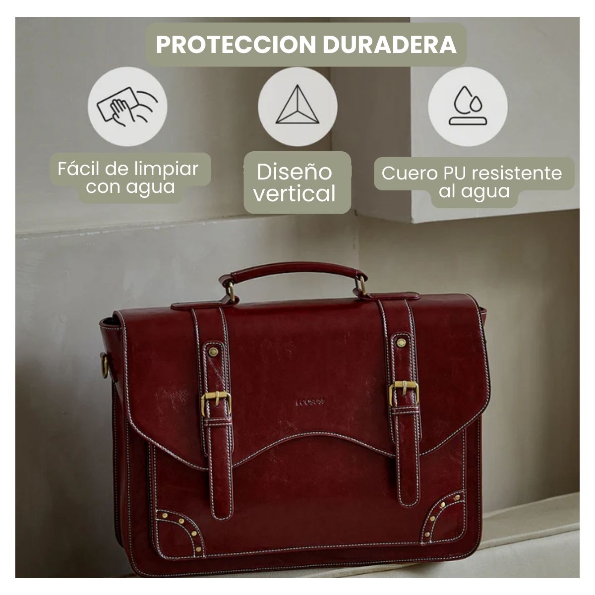 ECOSUSI MALETÍN Y MOCHILA WILDER CON REMACHES PARA NOTEBOOK 15,6' - ROJO ANGOLA - 7