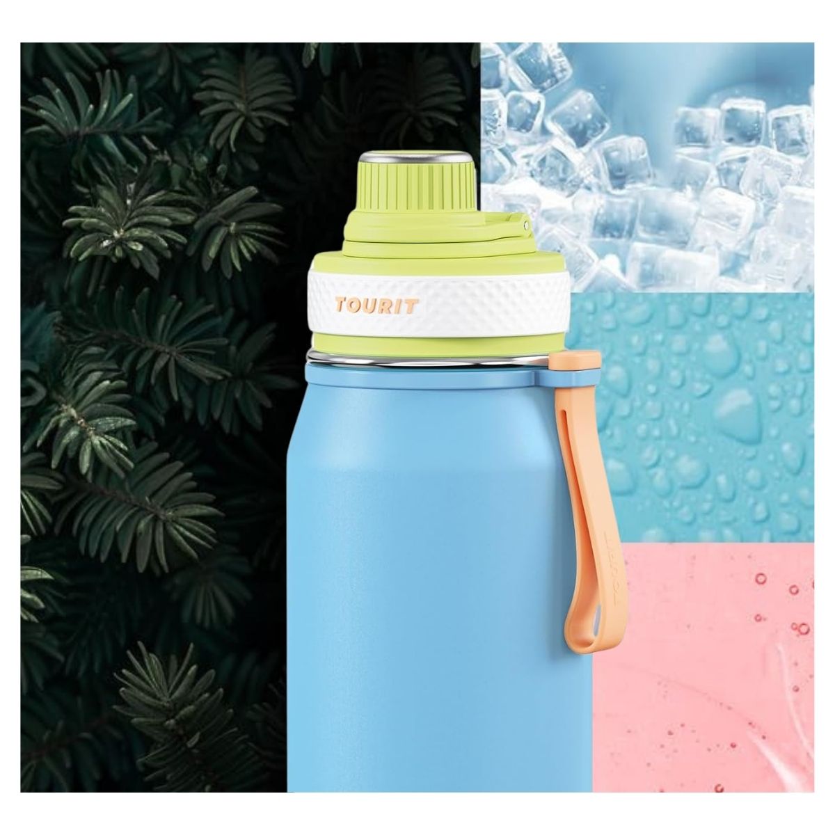 TOURIT BOTELLA DE AGUA TÉRMICA DEPORTIVA 32OZ - CELESTE - 5
