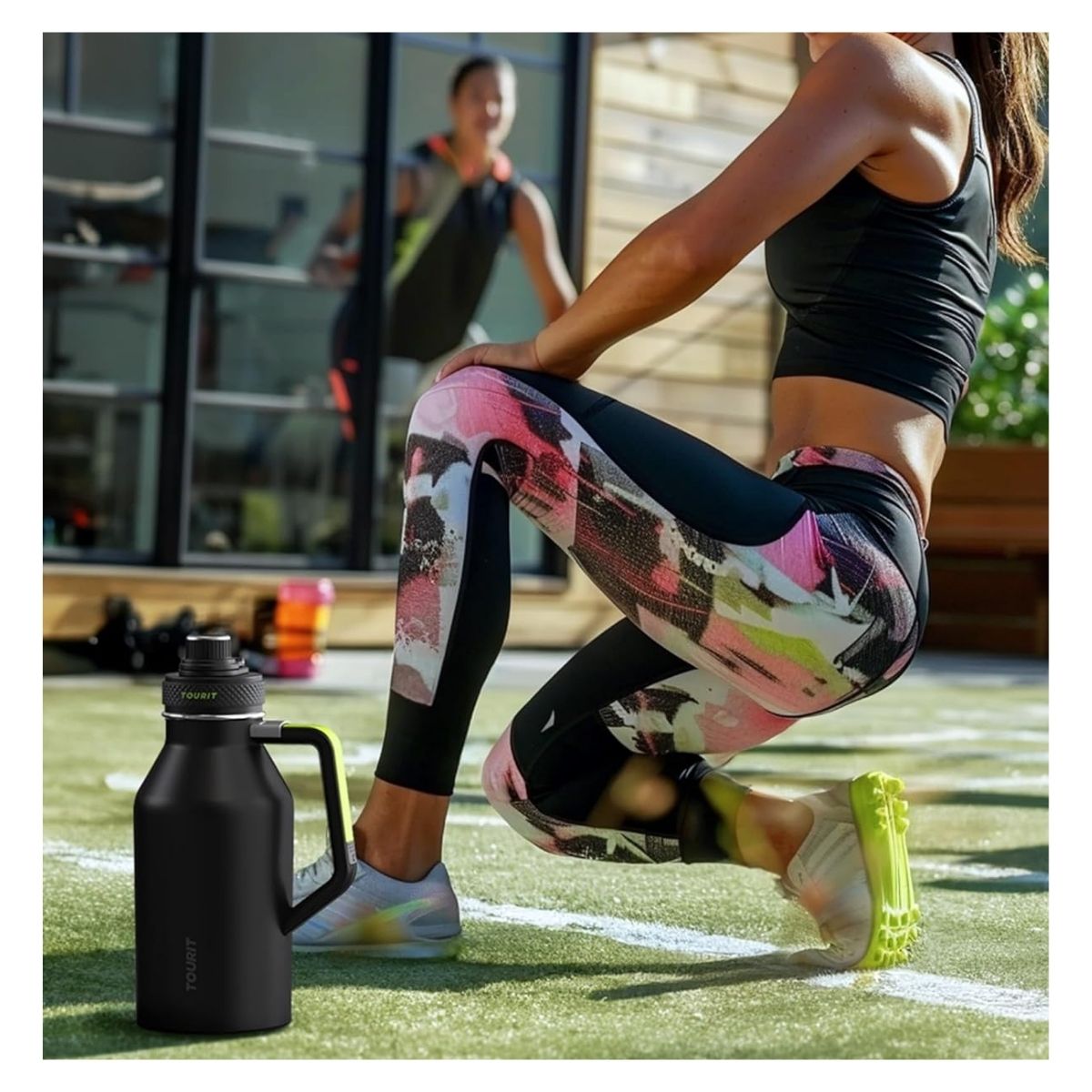 TOURIT BOTELLA DE AGUA TÉRMICA DEPORTIVA ANTI DERRAMES CON ASA 64OZ- NEGRO - 3
