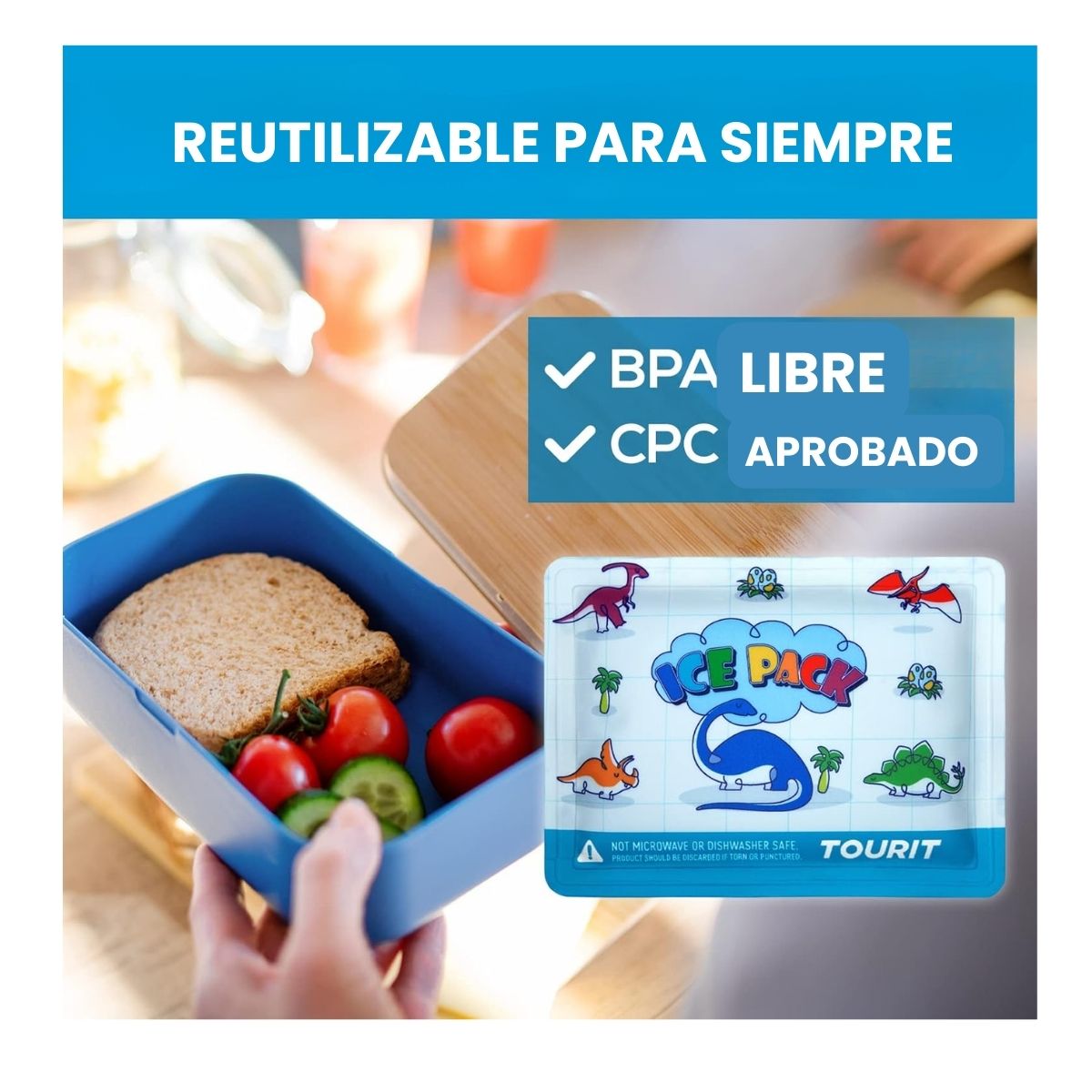 TOURIT HIELOS REUTILIZABLES PARA NIÑOS PACK X4 - 3