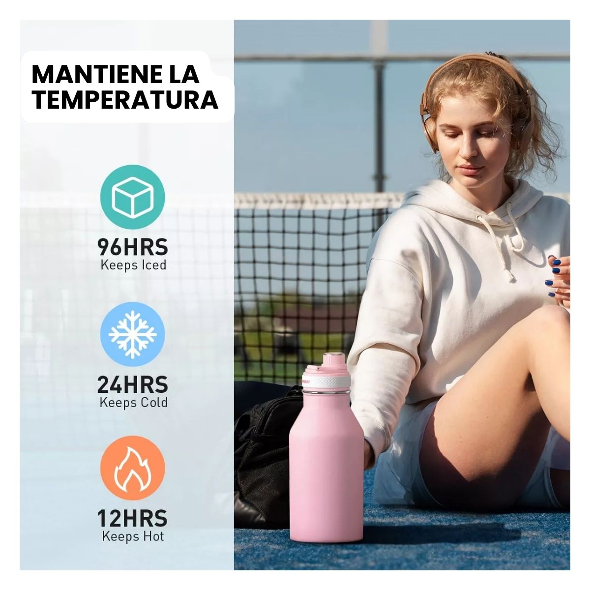 TOURIT BOTELLA DE AGUA TÉRMICA DEPORTIVA ANTI DERRAMES CON ASA 64OZ - ROSADO - 4