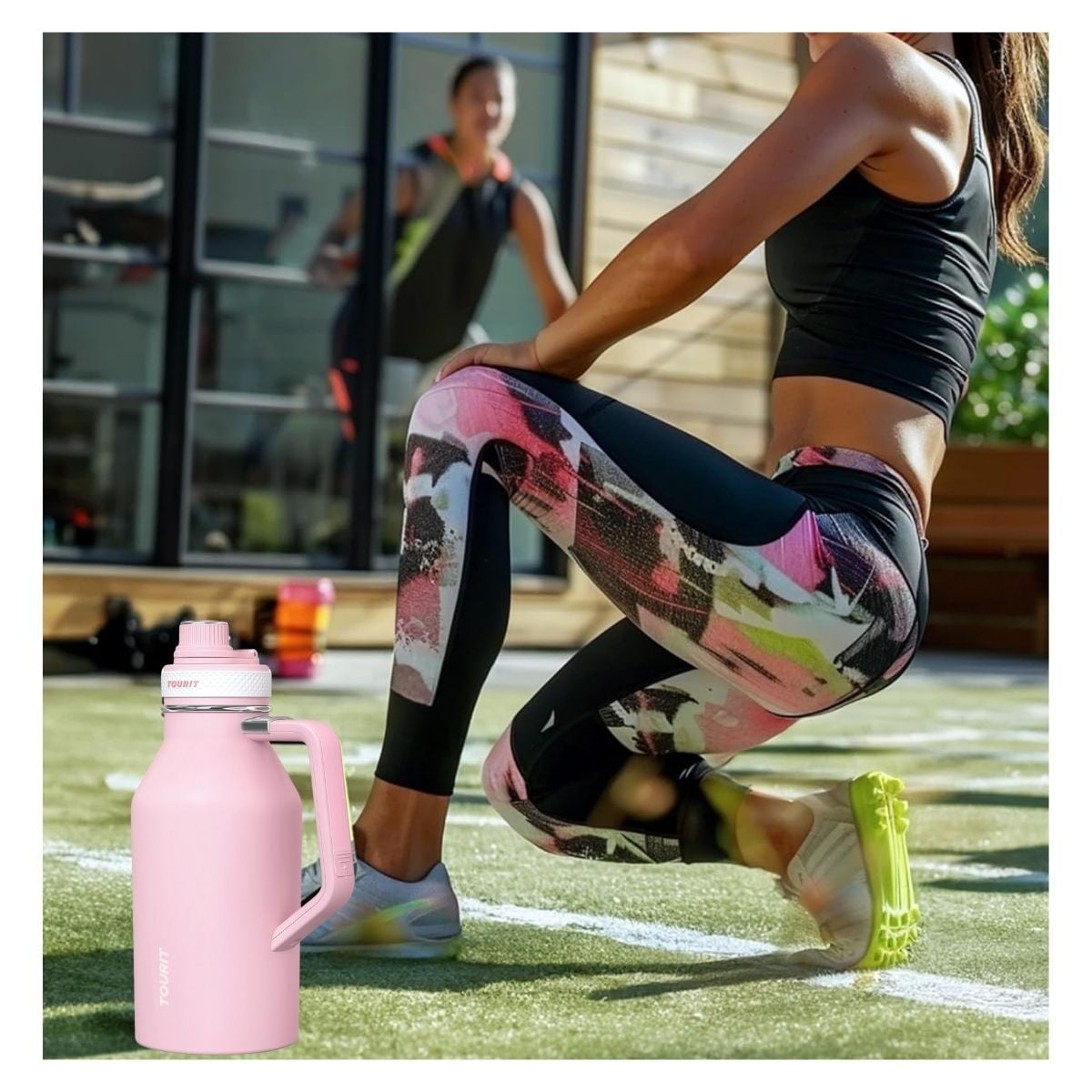 TOURIT BOTELLA DE AGUA TÉRMICA DEPORTIVA ANTI DERRAMES CON ASA 64OZ - ROSADO - 6