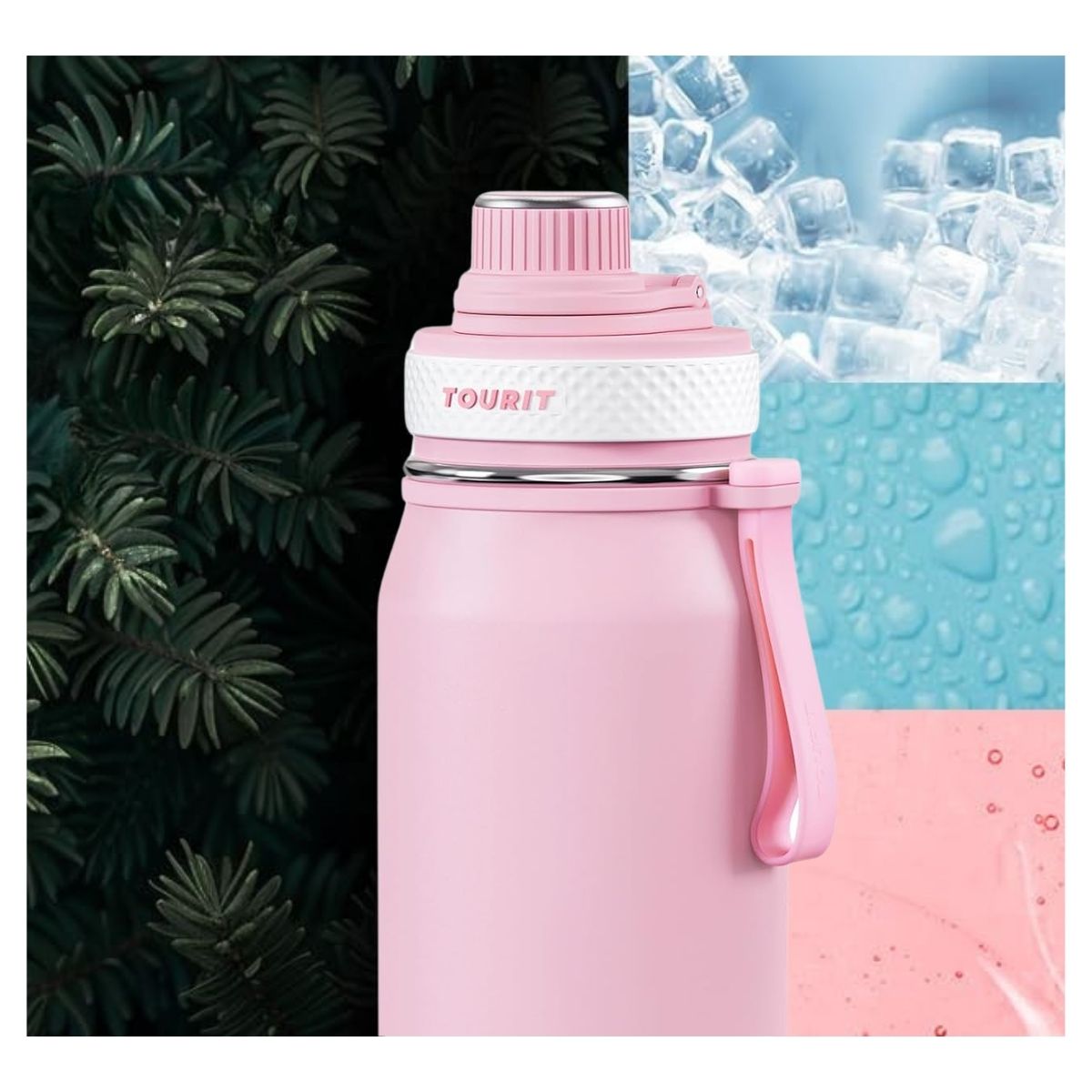 TOURIT BOTELLA DE AGUA TÉRMICA DEPORTIVA 32OZ - ROSADO - 5