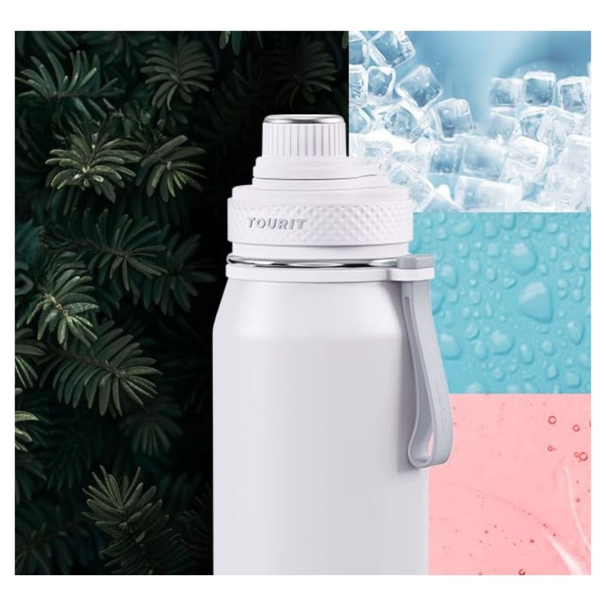 TOURIT BOTELLA DE AGUA TÉRMICA DEPORTIVA 32OZ - BLANCO - 5
