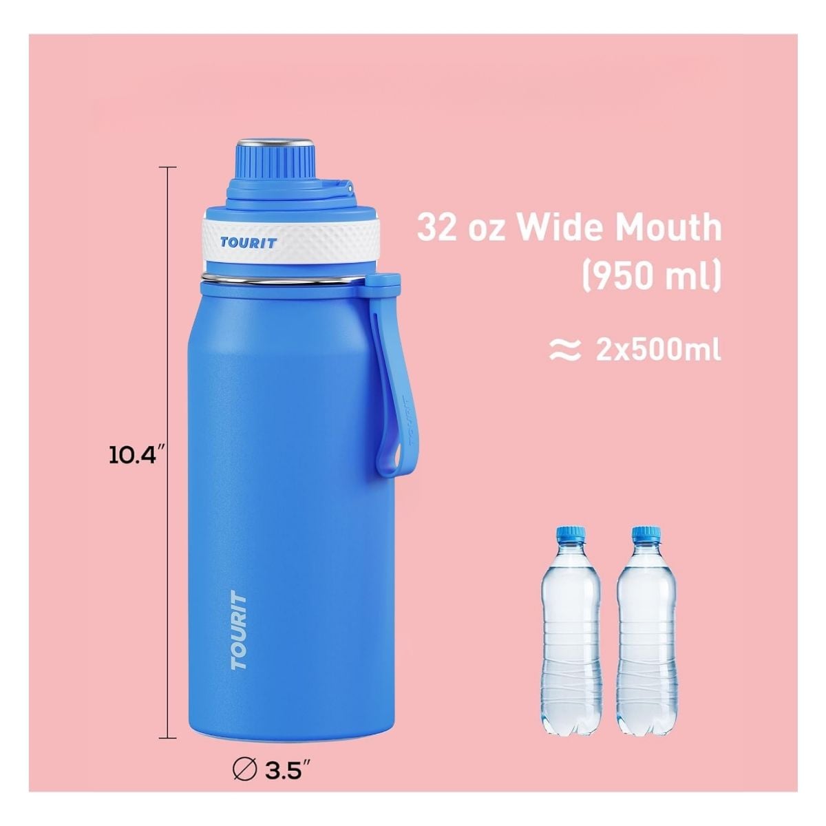TOURIT BOTELLA DE AGUA TÉRMICA DEPORTIVA 32OZ - AZUL - 4