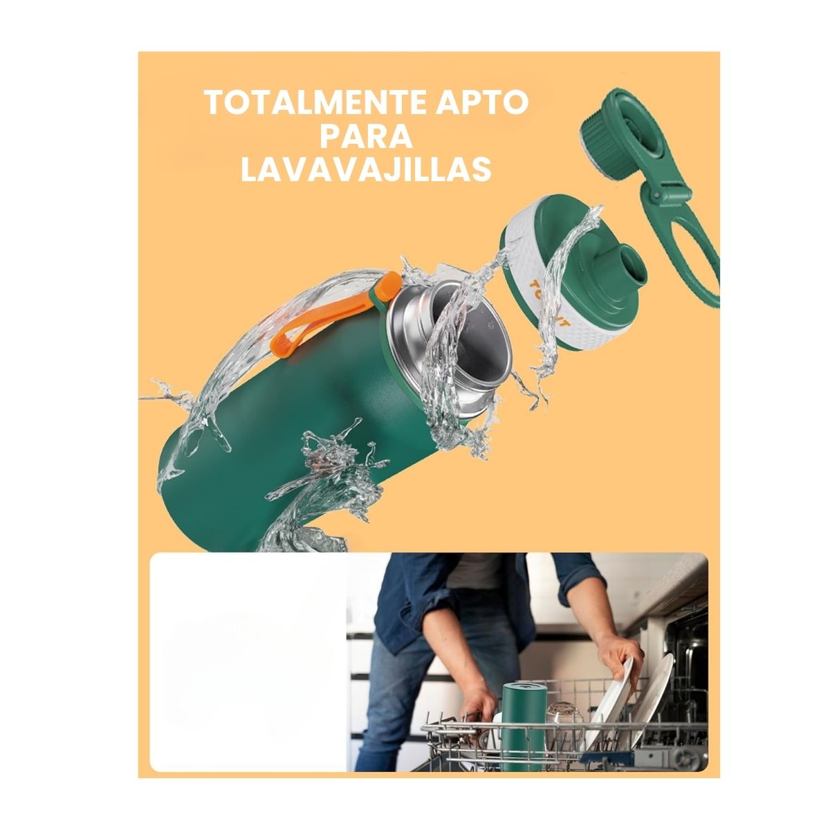TOURIT BOTELLA DE AGUA TÉRMICA DEPORTIVA 32OZ - VERDE - 2