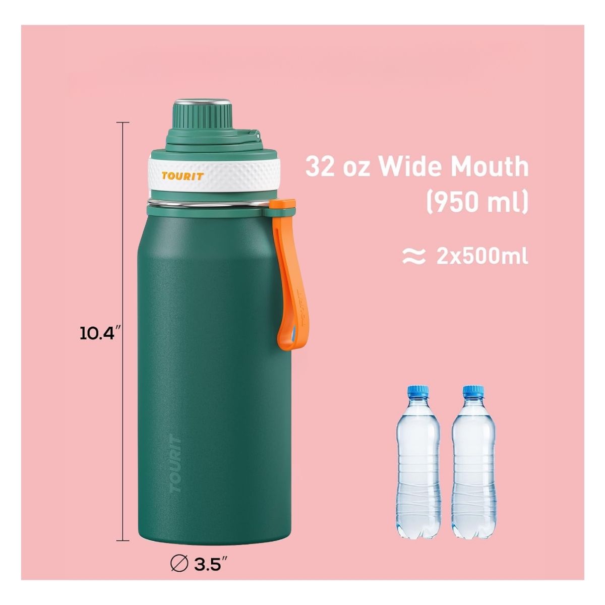 TOURIT BOTELLA DE AGUA TÉRMICA DEPORTIVA 32OZ - VERDE - 4
