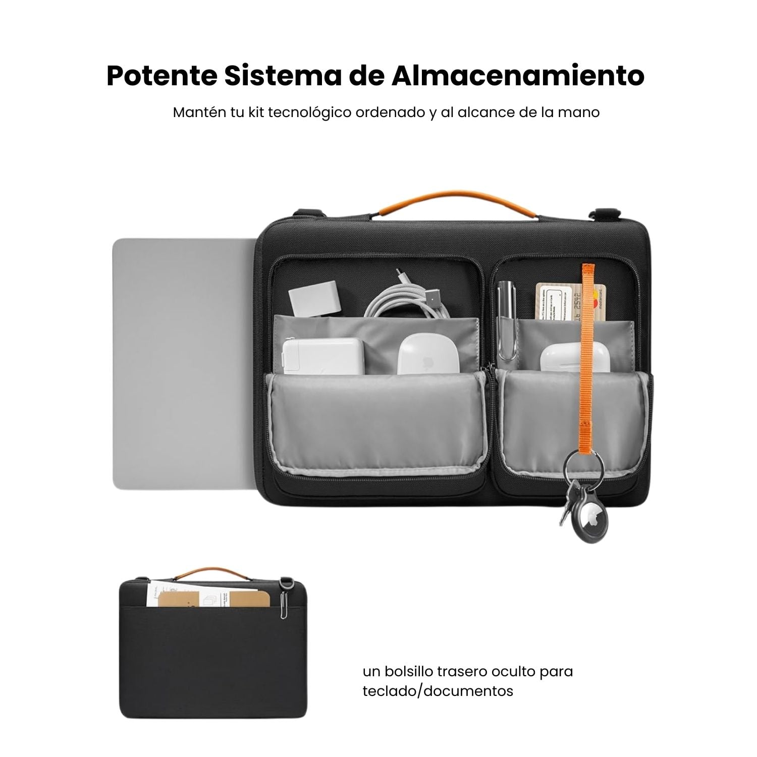 TOMTOC BOLSO DE HOMBRO DEFENDER-A42 PARA MACBOOK PRO DE 14' - NEGRO - 3