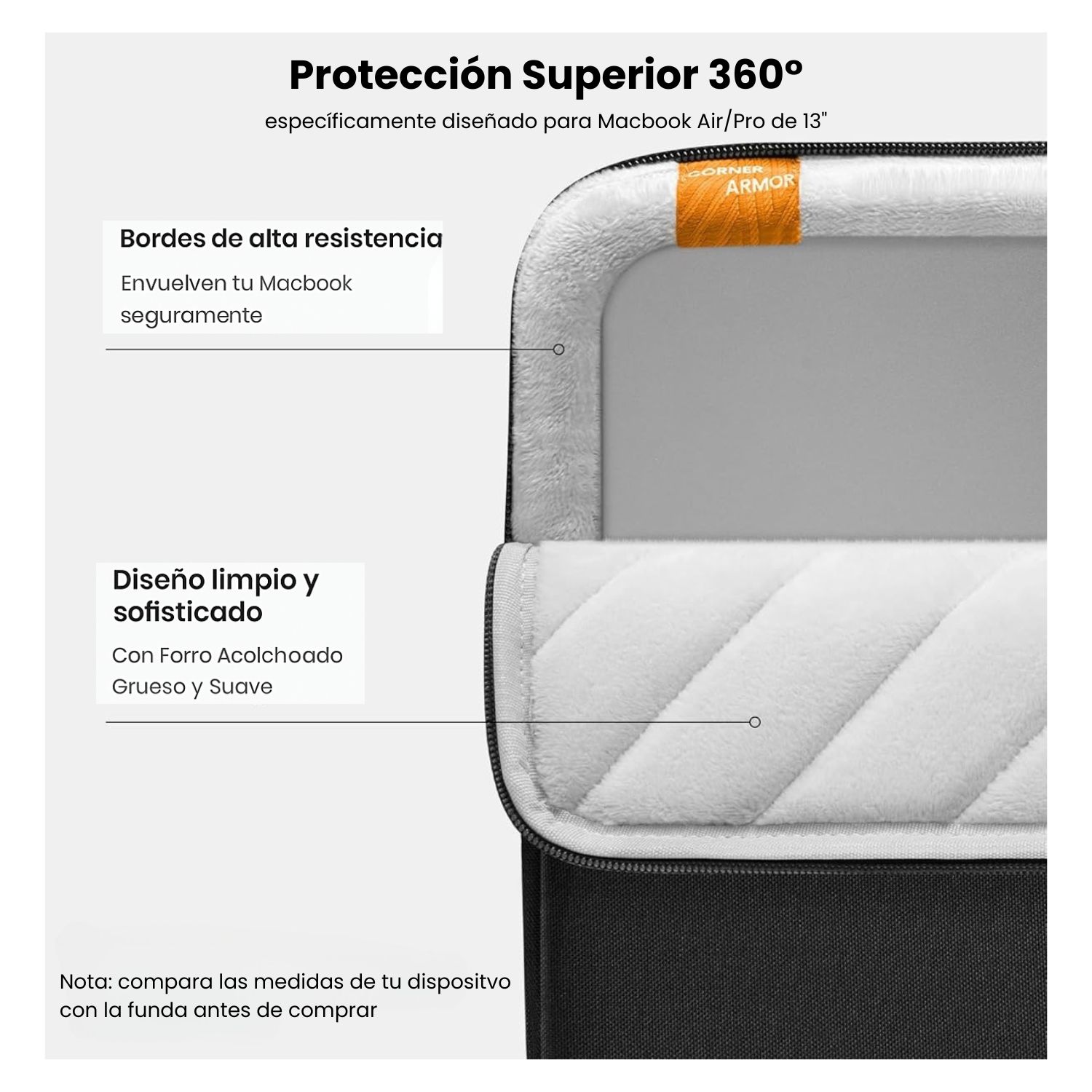 TOMTOC FUNDA DEFENDER-A13 PARA 13,5' A 14.4' - NEGRO - 4